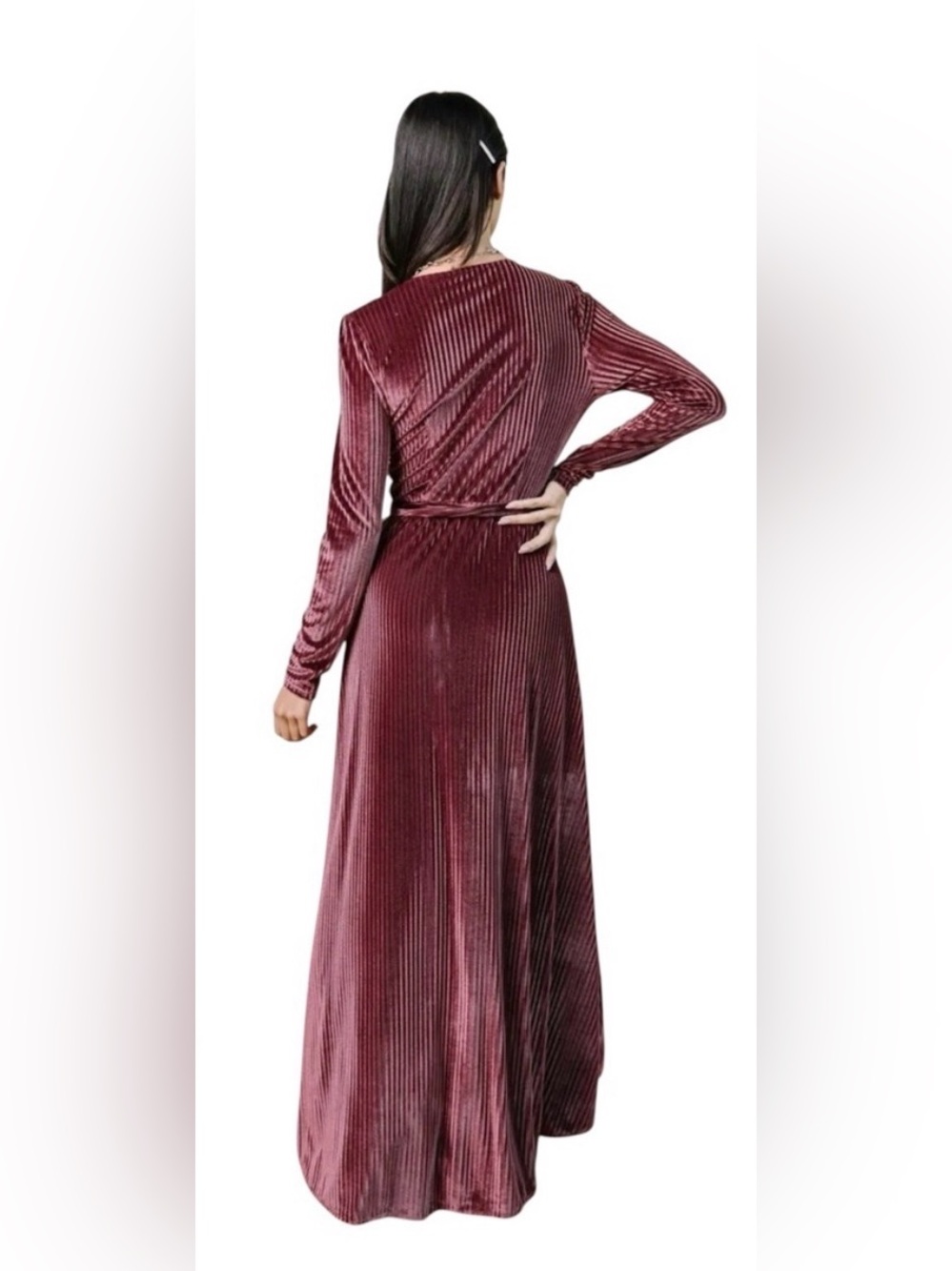 Baltic Born Jada Ribbed Velvet Wrap Maxi Dress Sz S - Picture 2 of 3